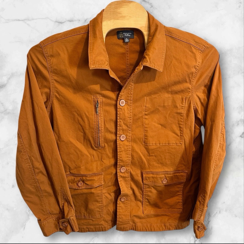 Wallin & Bros Chore Jacket Men's XL Button Front Lightweight‎ Stretch Brown